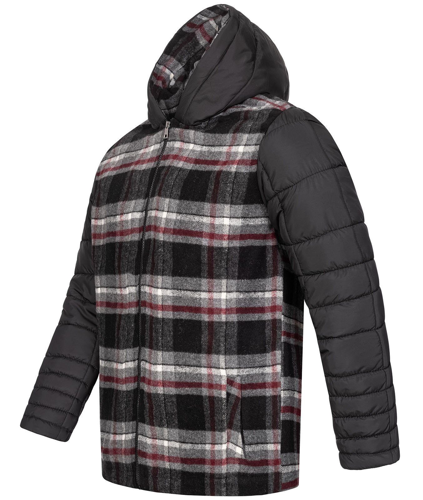 Herren Kapuze Rock Creek mit Steppjacke H-265 Grau Flanelljacke