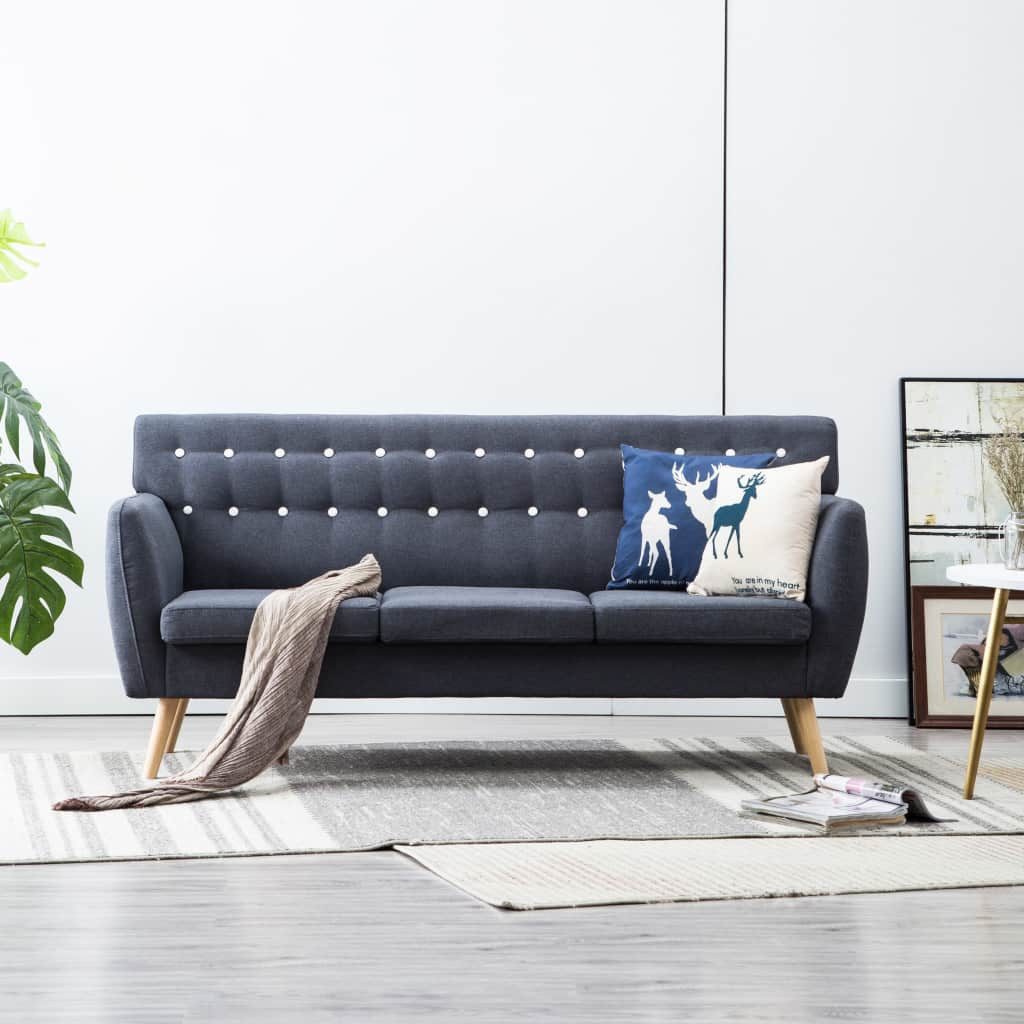 vidaXL Sofa 3-Sitzer-Sofa Stoffbezug 172x70x82 cm Dunkelgrau Couch günstig online kaufen