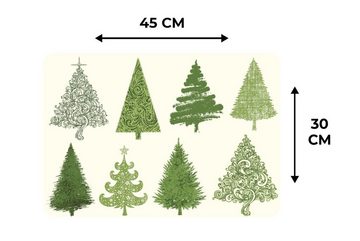 Platzset, Muster - Weihnachtsbaum, MuchoWow, (6-St), Platzset, Platzdecken, Platzmatte, Tischmatten, Schmutzabweisend