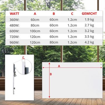 DREAM HEAT Infrarotheizung DH CC 960 Infrarot Panel 960 Watt, Infrarotheizung mit Touch Panel, Fernbedienung, WIFI, Thermostat