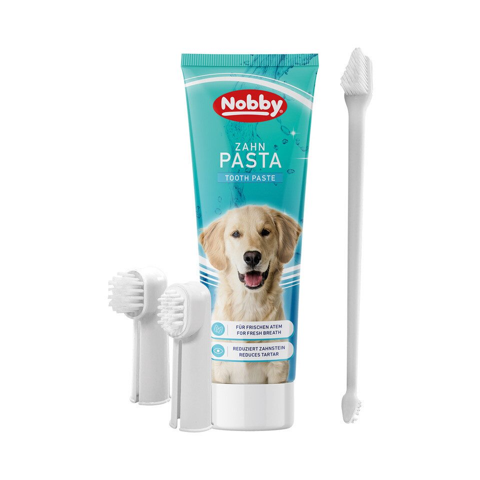 Tierzahnbürste Zahnbürstenset mit Zahnpasta 100 g