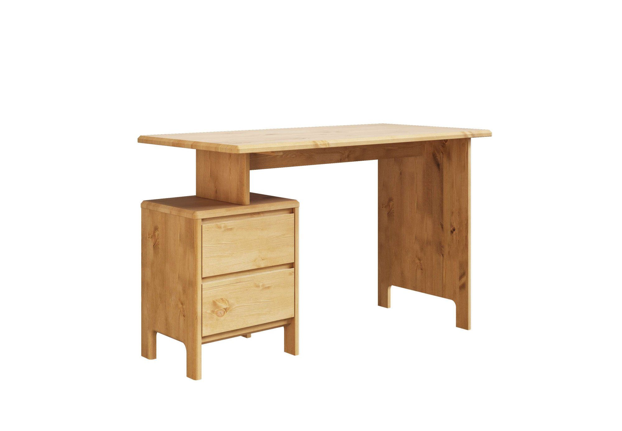 OTTO home Schreibtisch Luven, Computertisch, zertifiziertes Massivholz, mit 2 Schubkästen, Breite 120-140 cm