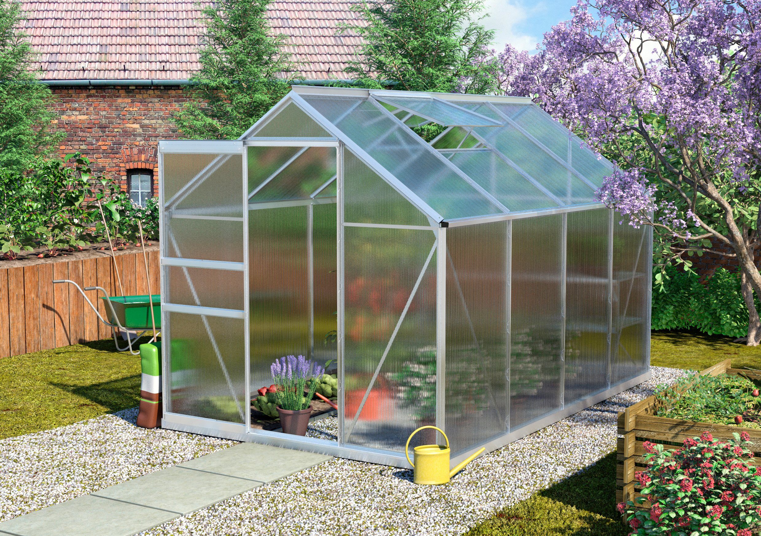 Vitavia Gewächshaus Calypso 5800, BxTxH: 192 x 302 x 197 cm, 6 mm Wandstärke silberfarben Vitavia Gewächshaus Calypso 5800, BxTxH: 192 x 302 x 197 cm, 6 mm Wandstärke silberfarben
