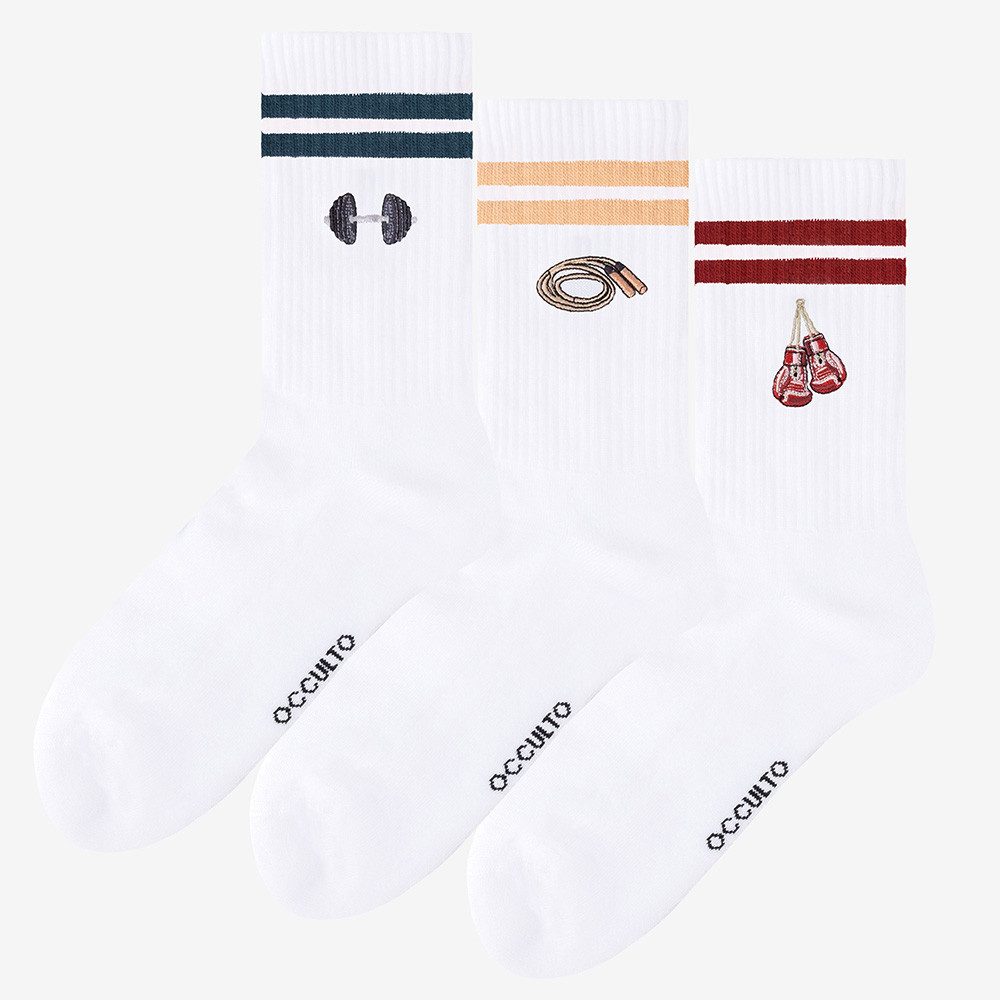 OCCULTO Tennissocken Damen & Herren Motiv Tennissocken 3er Pack (Modell: Rio) (3-Paar)
