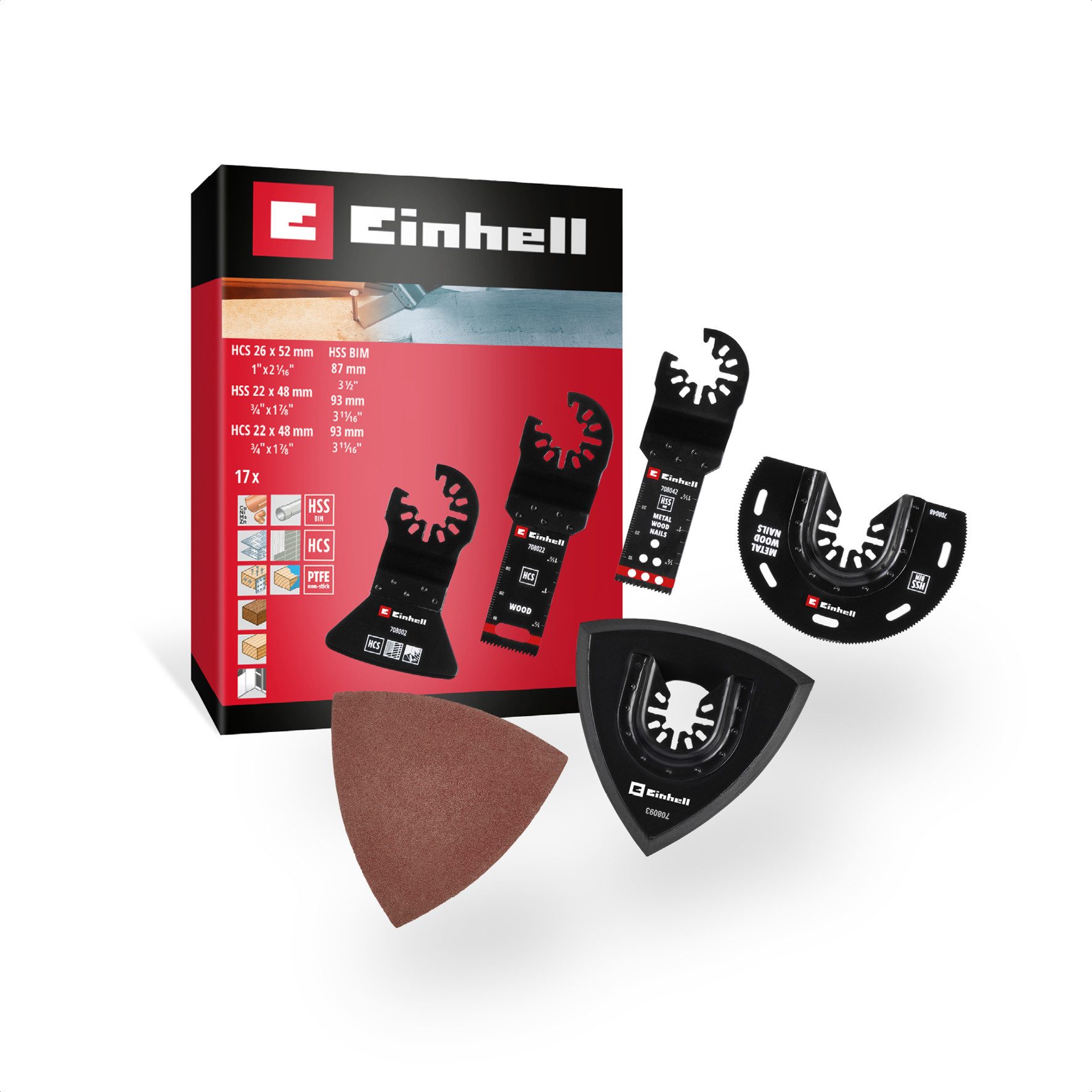 Einhell Sägeblatt, Original Einhell Multitool Set 17-tlg. (BIM/HCS Sägeblätter, Schaber