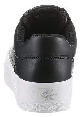 Calvin Klein Jeans BOLD VULC FLATF LOW LTH IN SAT Plateausneaker mit Logoschriftzug, Freizeitschuh, Halbschuh, Schnürschuh