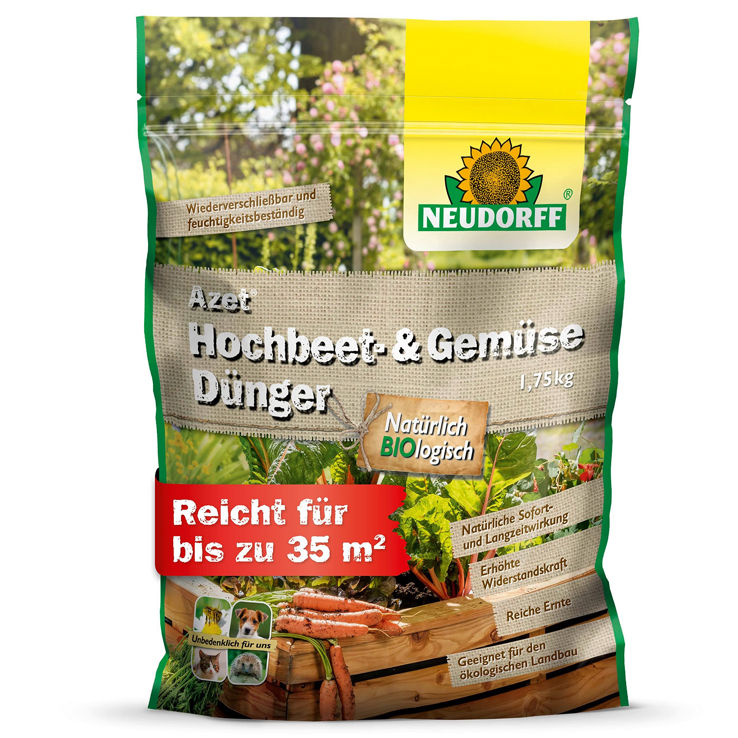 Neudorff Gemüsedünger Azet Hochbeet-und GemüseDünger 1,75 kg für 35m², Einzelartikel, Für kräftige Pflanzen und aromatisches Gemüse im Hochbeet, Mit Mykorrhiza, Mikroorganismen und bis zu 100 Tagen Wirkung