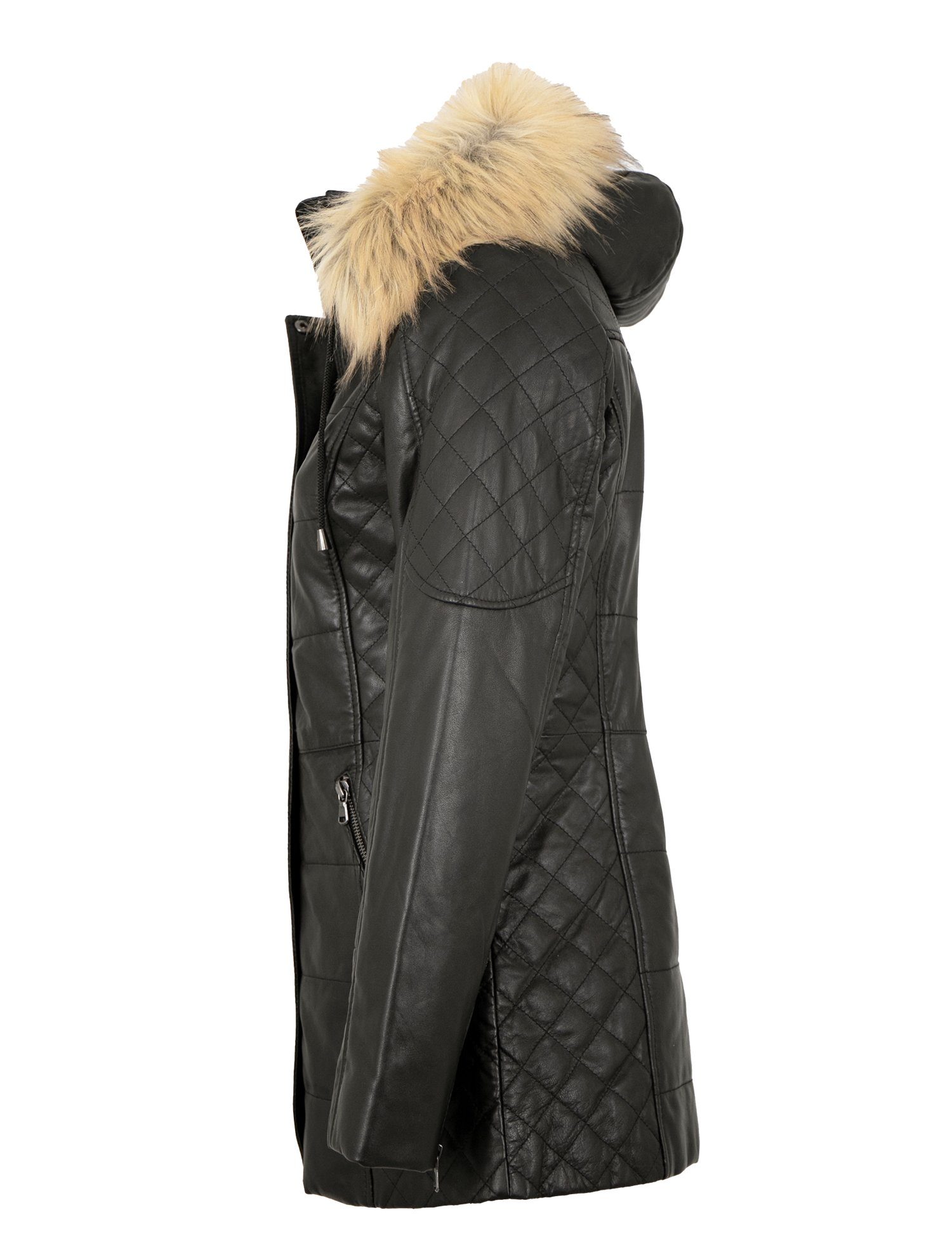 Maddox Lederjacke Evi-20 MADDOX - Damen Lederjacke Lammnappa Kapuze Kunstfe günstig online kaufen