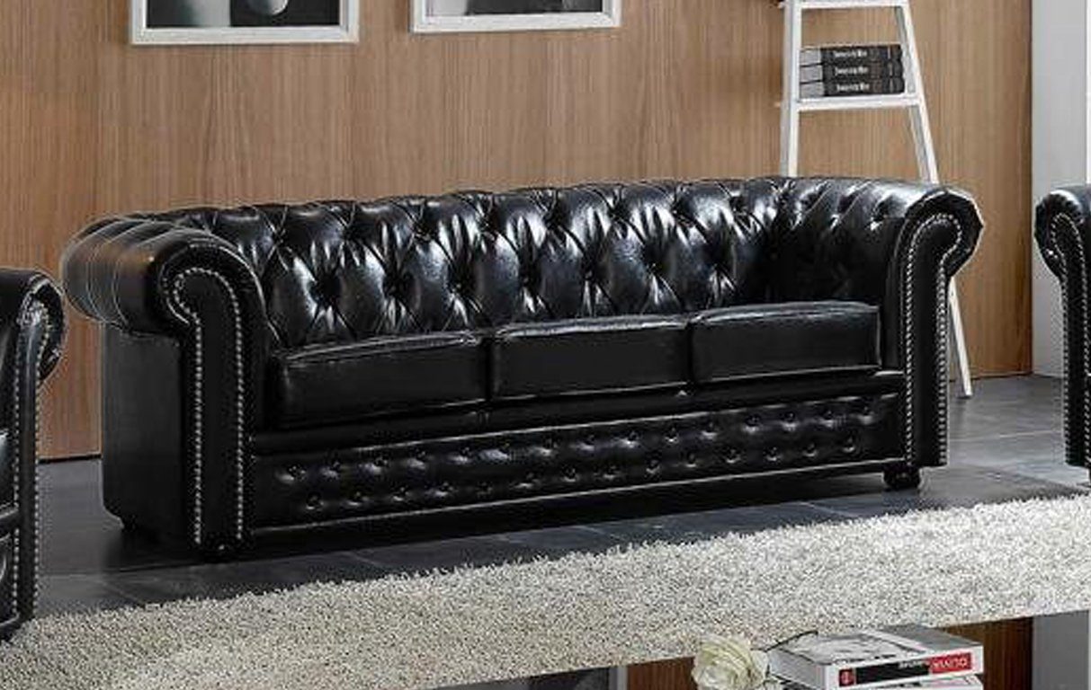 JVmoebel Sofa Chesterfield Design Luxus Polster Sofa Couch Sitz Leder 3 Sitzer #606, Made in Europe | Alle Sofas