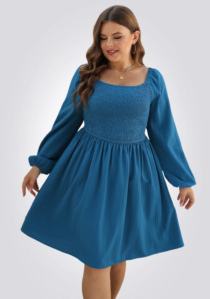 Cupshe Minikleid Plus Size Puff Langarm Smocked