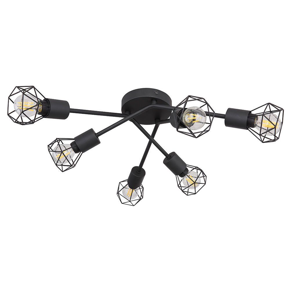 nicht Wohn Strahler inklusive, Lampe Beleuchtung Deckenspot, Zimmer Käfig RETRO Decken Leuchtmittel schwarz Globo Spot LED