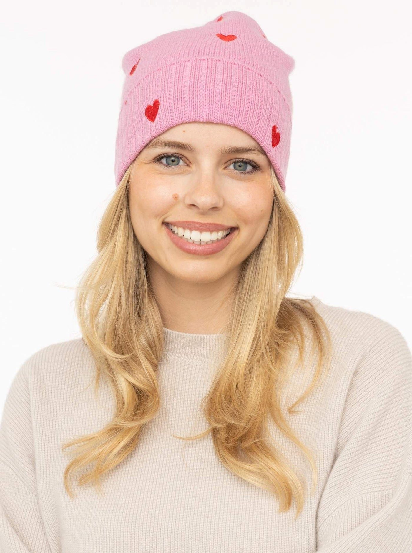 Zwillingsherz Strickmütze 100% Cashmere Mütze "Herzchen"