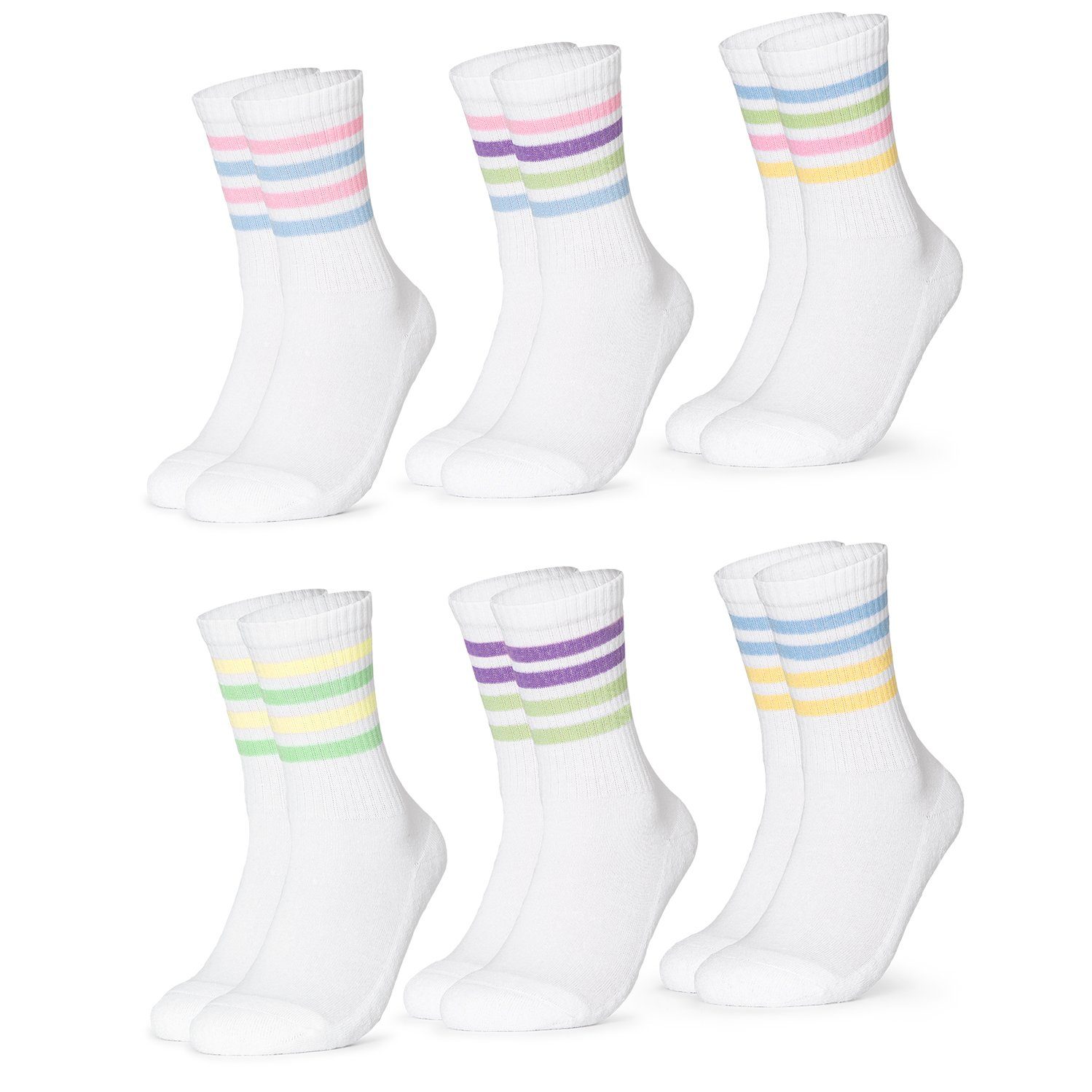 Sportsocken Damen Retro Tennis Socken 6er Pack (Modell: Steffi)