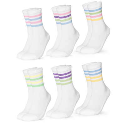 OCCULTO Sportsocken Damen Retro Tennis Socken 6er Pack (Modell: Steffi) (6-Paar)