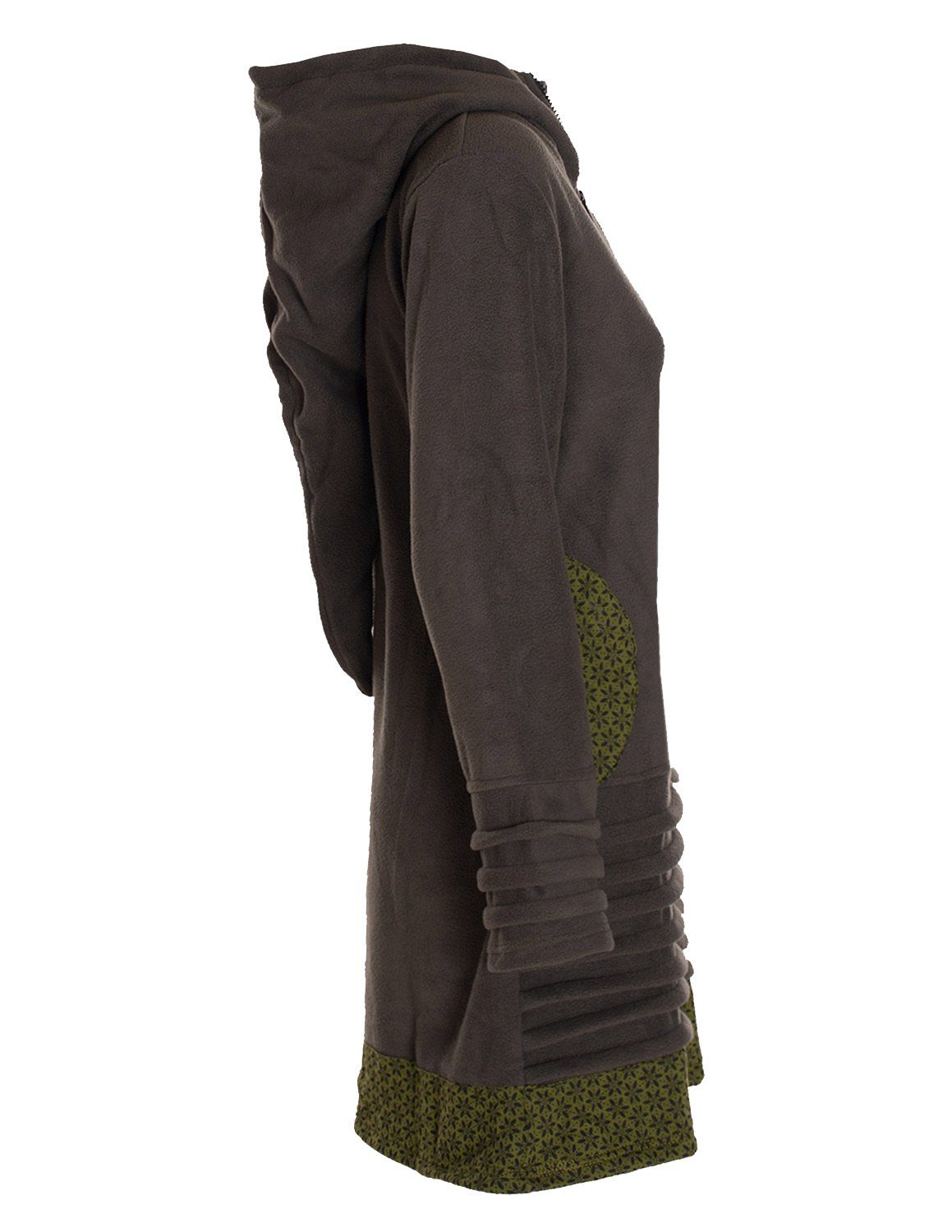 Vishes Kurzmantel Lange Fleecejacke Hippiemantel Übergangsjacke Zipfelkapuze Goa Style, Microfleece