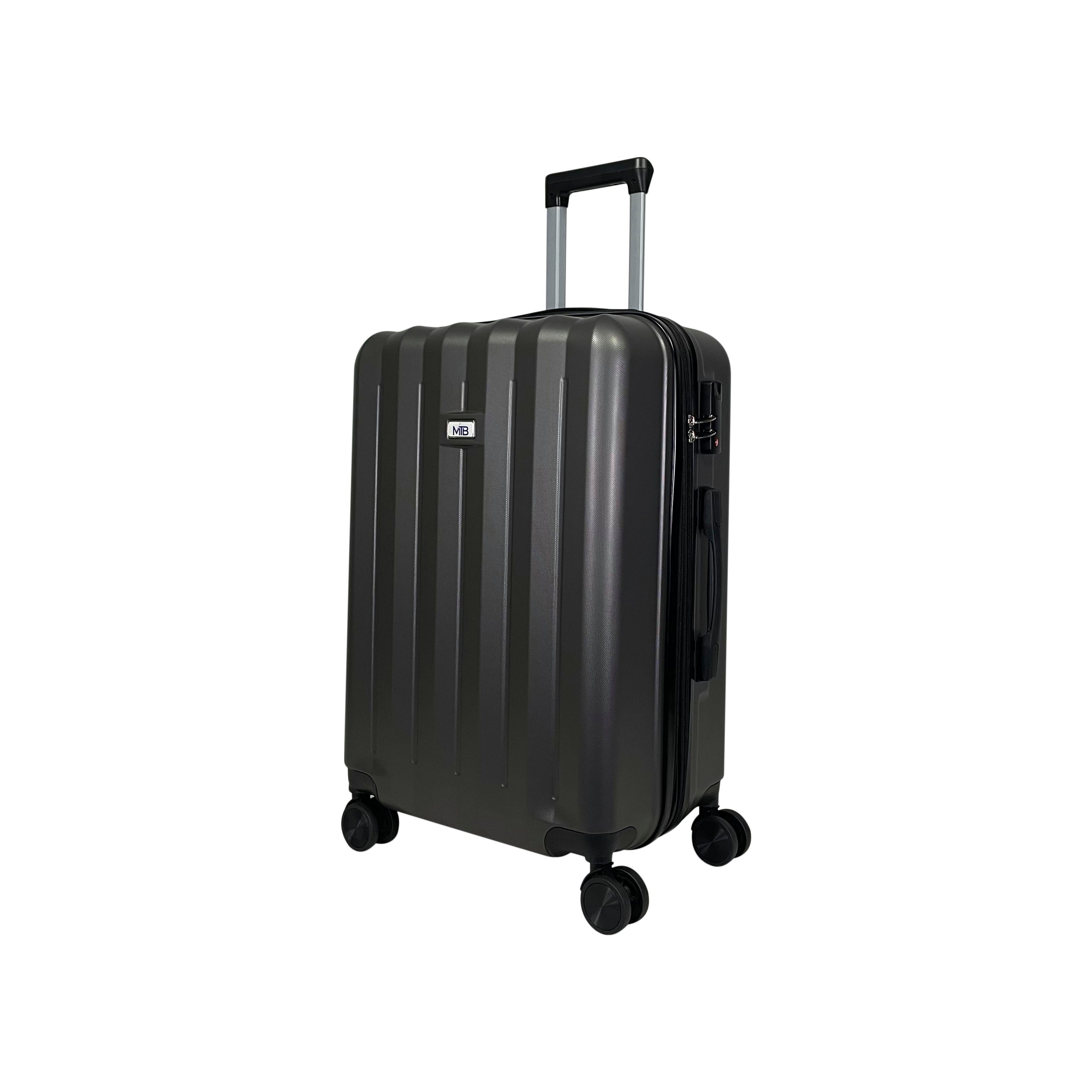 ABS Anthrazit erweiterbar Reisekoffer Hartschalen (Handgepäck-Mittel-Groß-Set) MTB Koffer