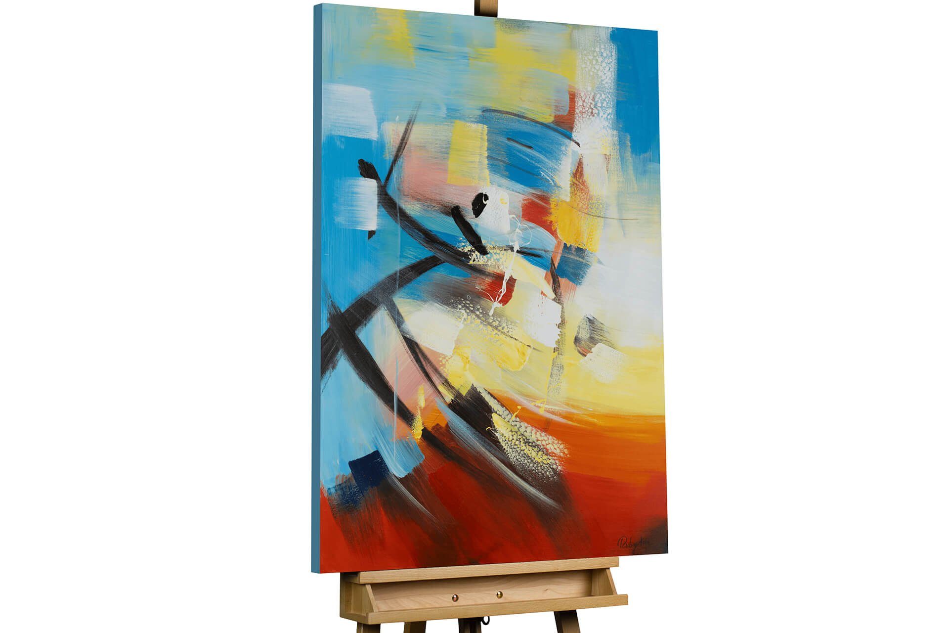 KUNSTLOFT Gemälde Expression of Joy 75x100 cm, Leinwandbild 100% HANDGEMALT Wandbild Wohnzimmer