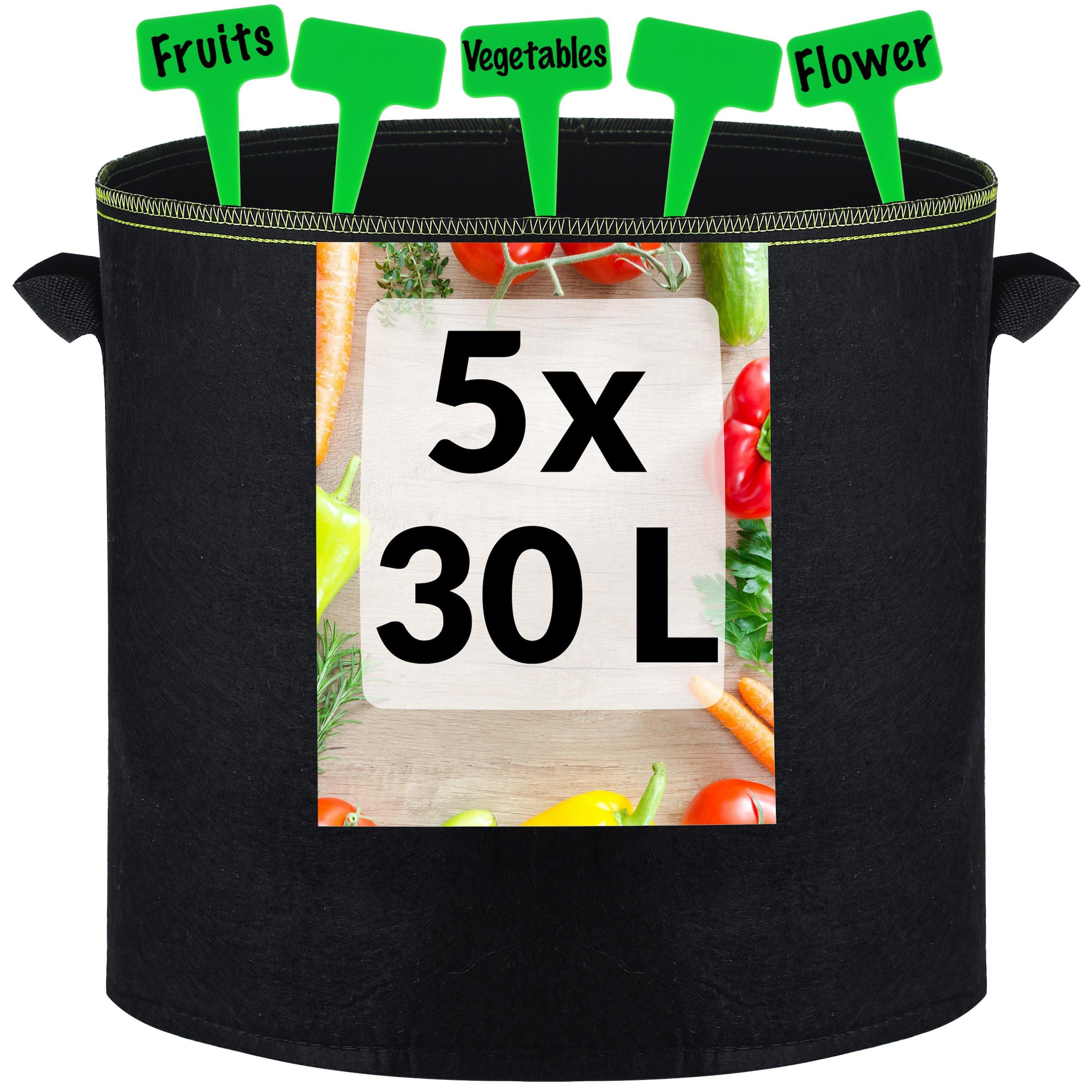 Praknu Pflanzkübel »30 Liter 5 Pflanzsack Schwarz« (Set, 5 Stück, 5er