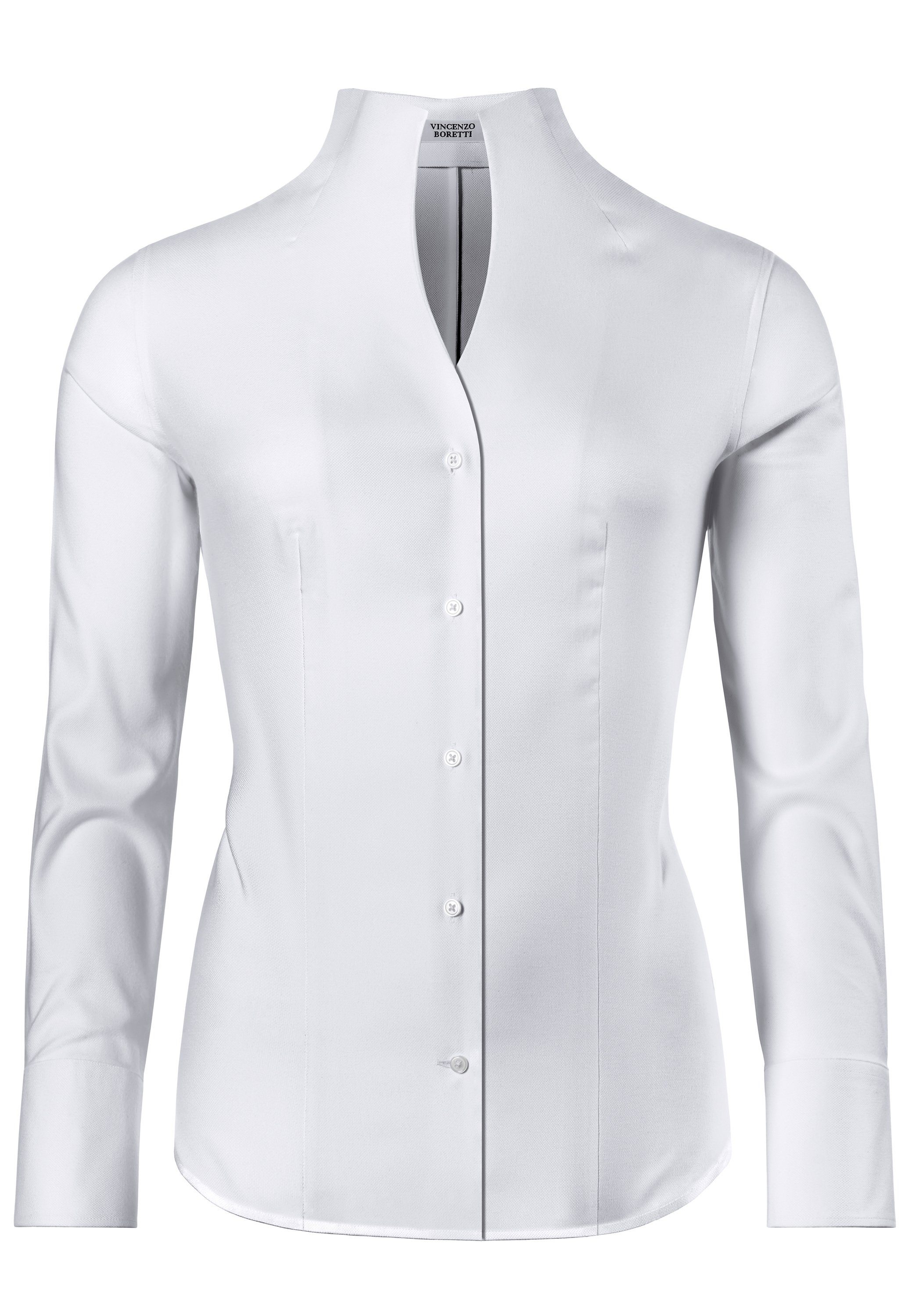 Vincenzo Boretti Klassische Bluse leicht tailliert soft Oxford Kelchkragen günstig online kaufen