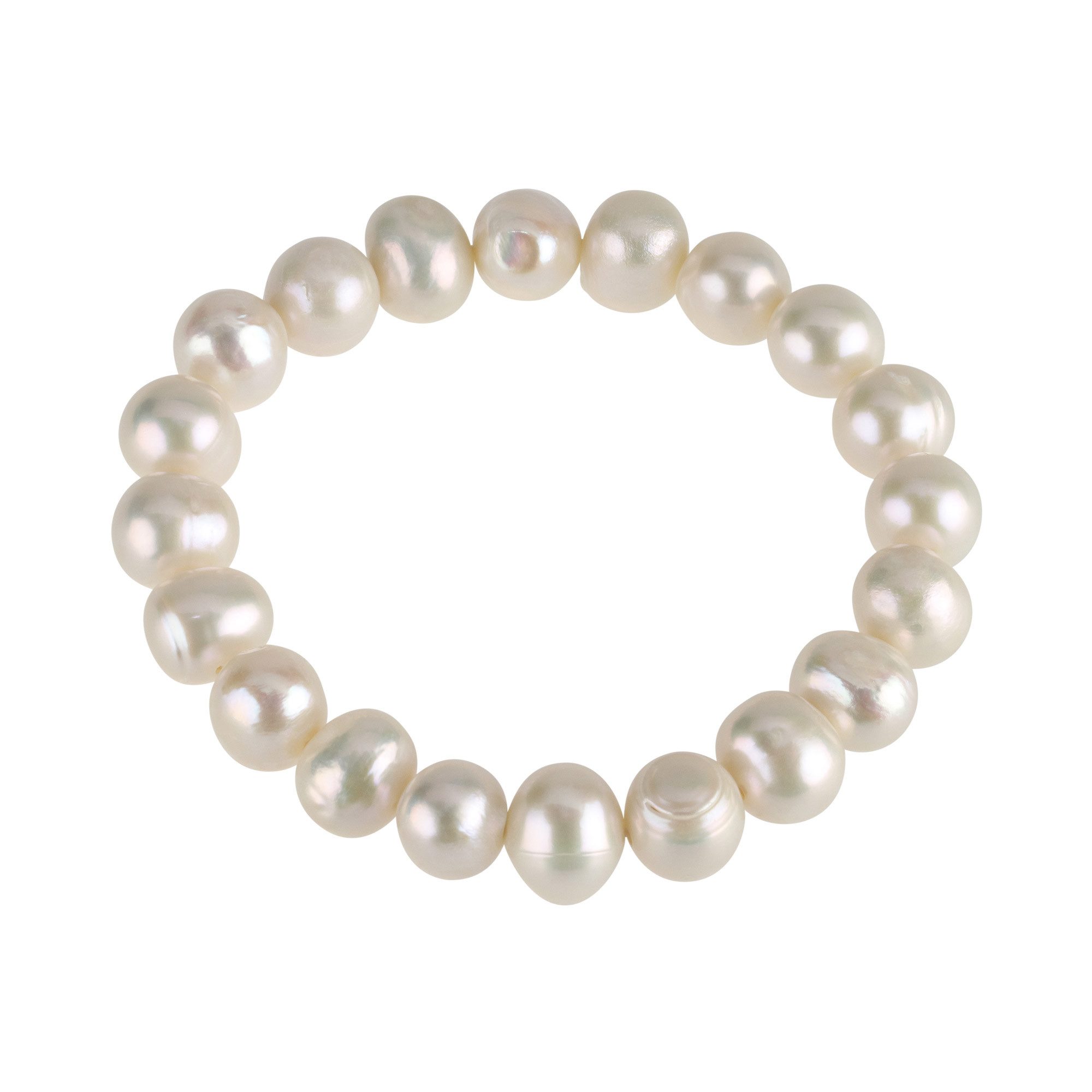 Schmuck Krone Perlenarmband Armband aus Süßwasser-Perlen creme weiß, dehnbar