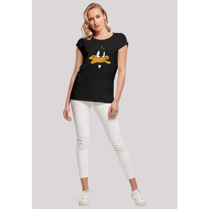 F4NT4STIC T-Shirt Extended Shoulder T-Shirt Looney Tunes Daffy Duck Big Face Damen Premium Merch Regular-Fit Kurze Ärmel Bedruckt