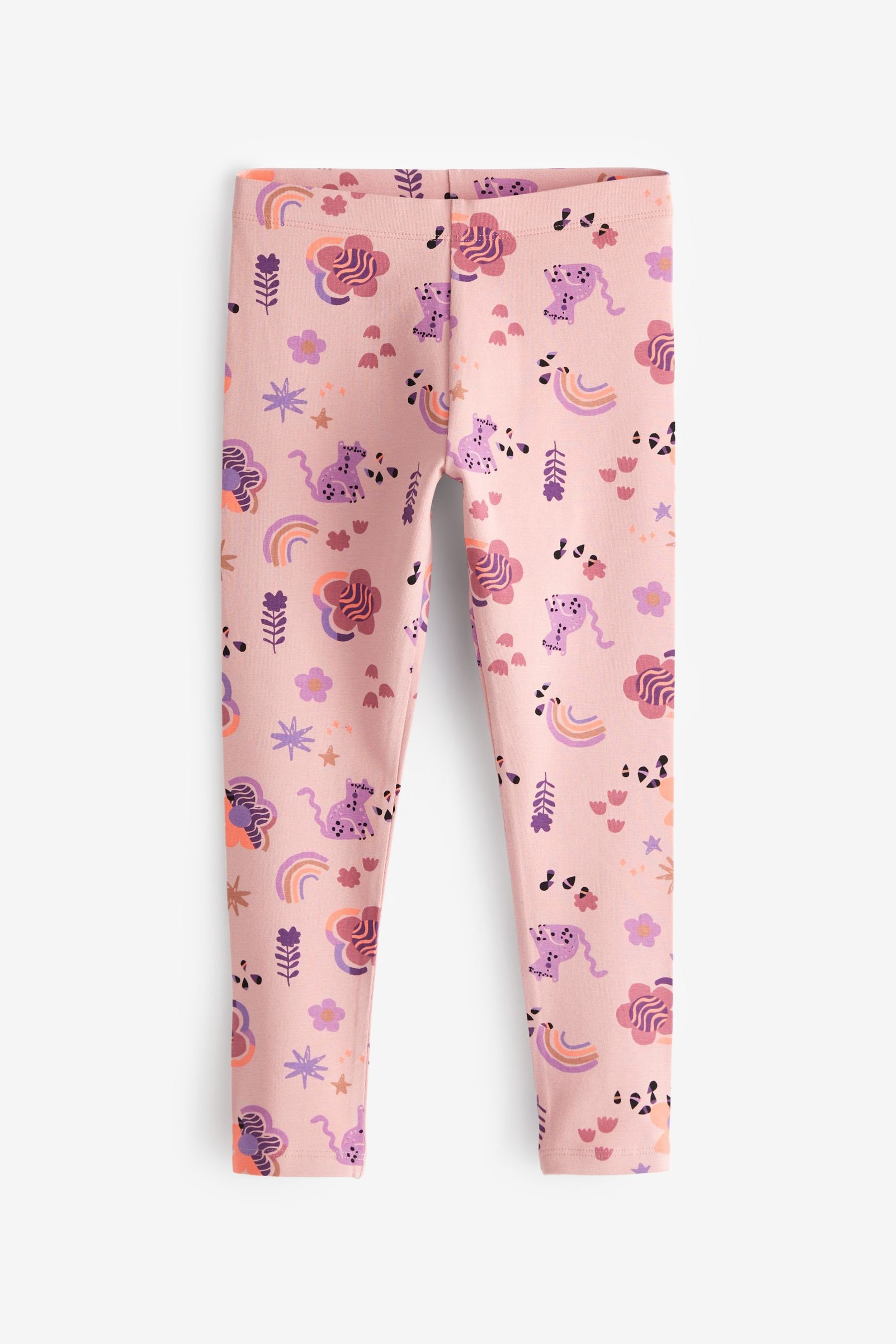 (1-tlg) Animal/Rainbow/Flower Leggings Pink Next Print
