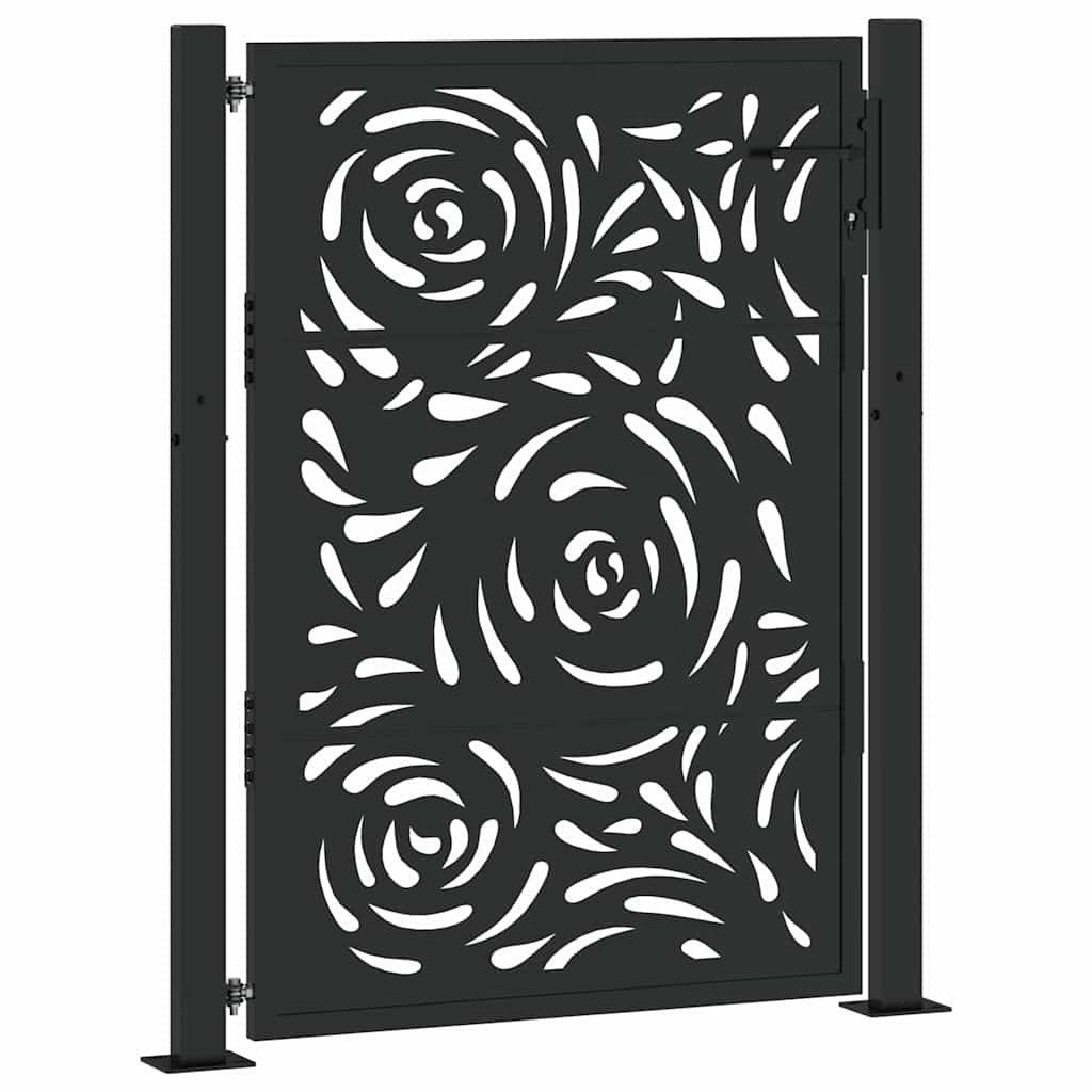 vidaXL Gartentor Gartentor Schwarz 100x125 cm Stahl Flammendesign