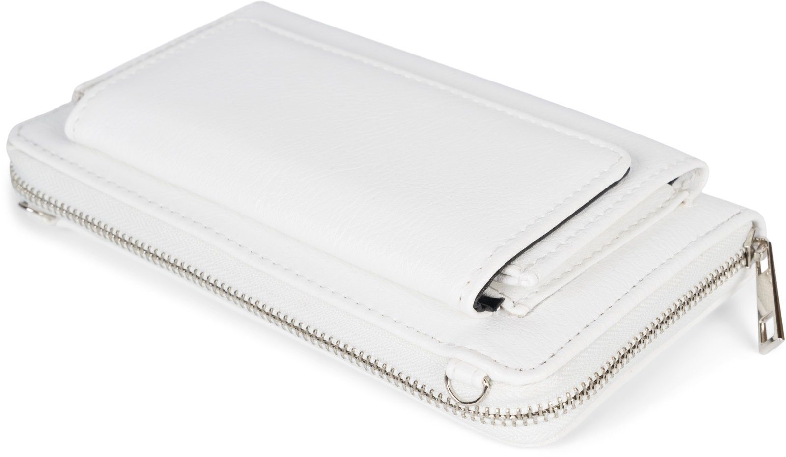 styleBREAKER Smartphonetasche (1-tlg), Geldbörse Handyfach Unifarben Weiß mit