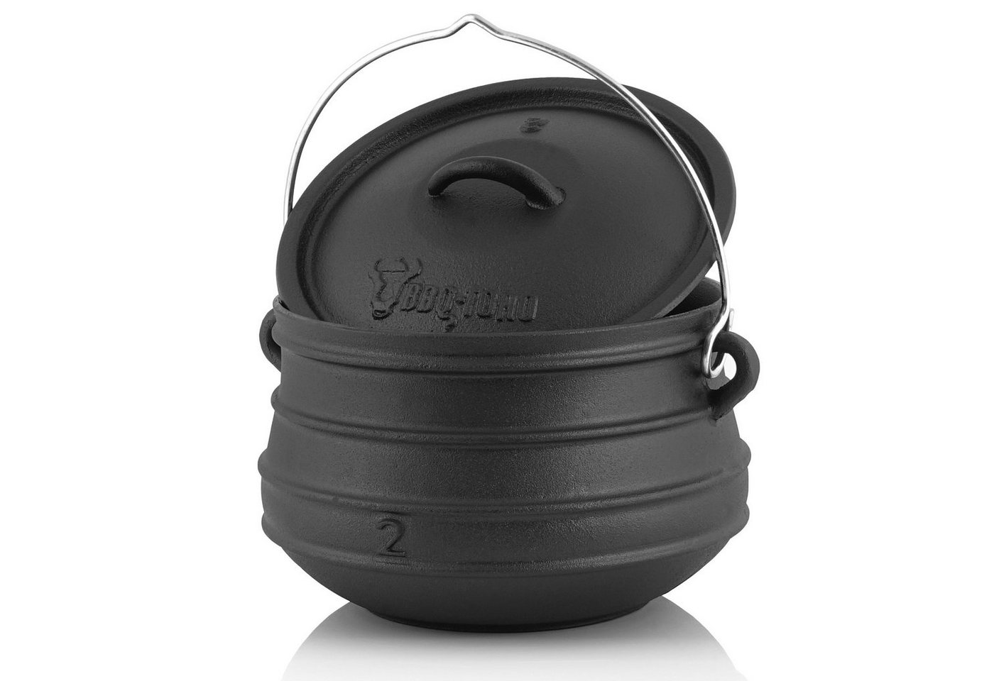 BBQ-Toro Grilltopf Potjie ca. 6 Liter, Südafrikanischer Kochtopf aus Gusseisen ohne Füße, Gusseisen