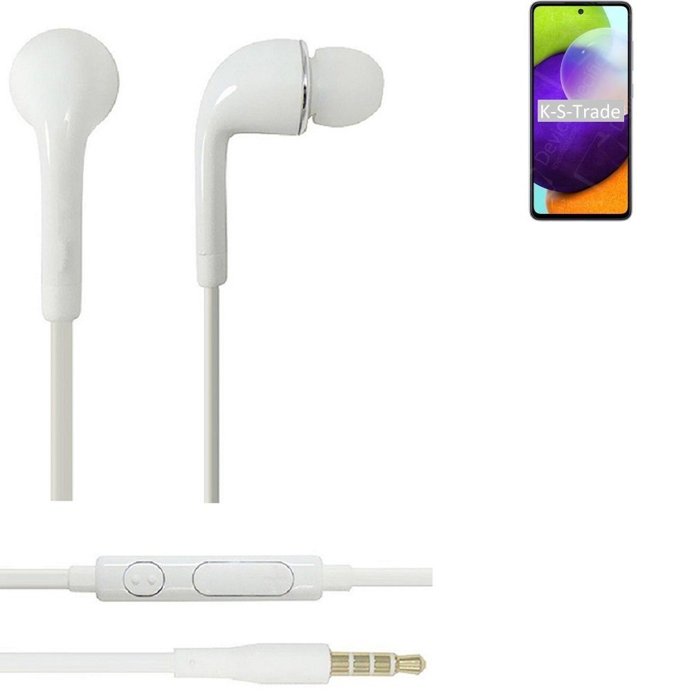 (Kopfhörer u Mikrofon Headset Lautstärkeregler 3,5mm) für Samsung A52 Galaxy In-Ear-Kopfhörer weiß mit K-S-Trade