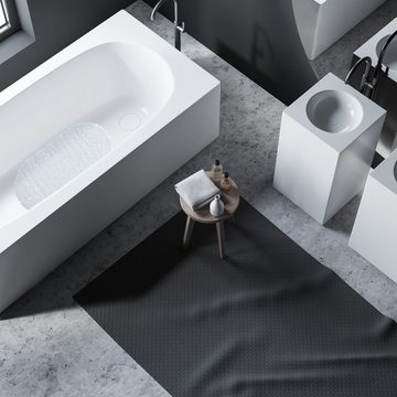 Duschmatte Badewannenmatte Steinoptik relaxdays, Höhe 5 mm, Kunststoff, Weiß