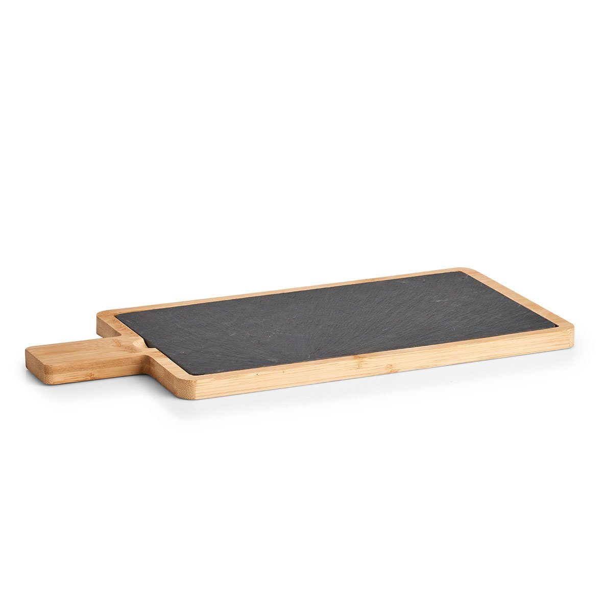 Zeller Present Griff Schneide-/Servierbrett m., Bambus/Schiefer, natur/anthrazit, 40 x 19 x 1,5 cm