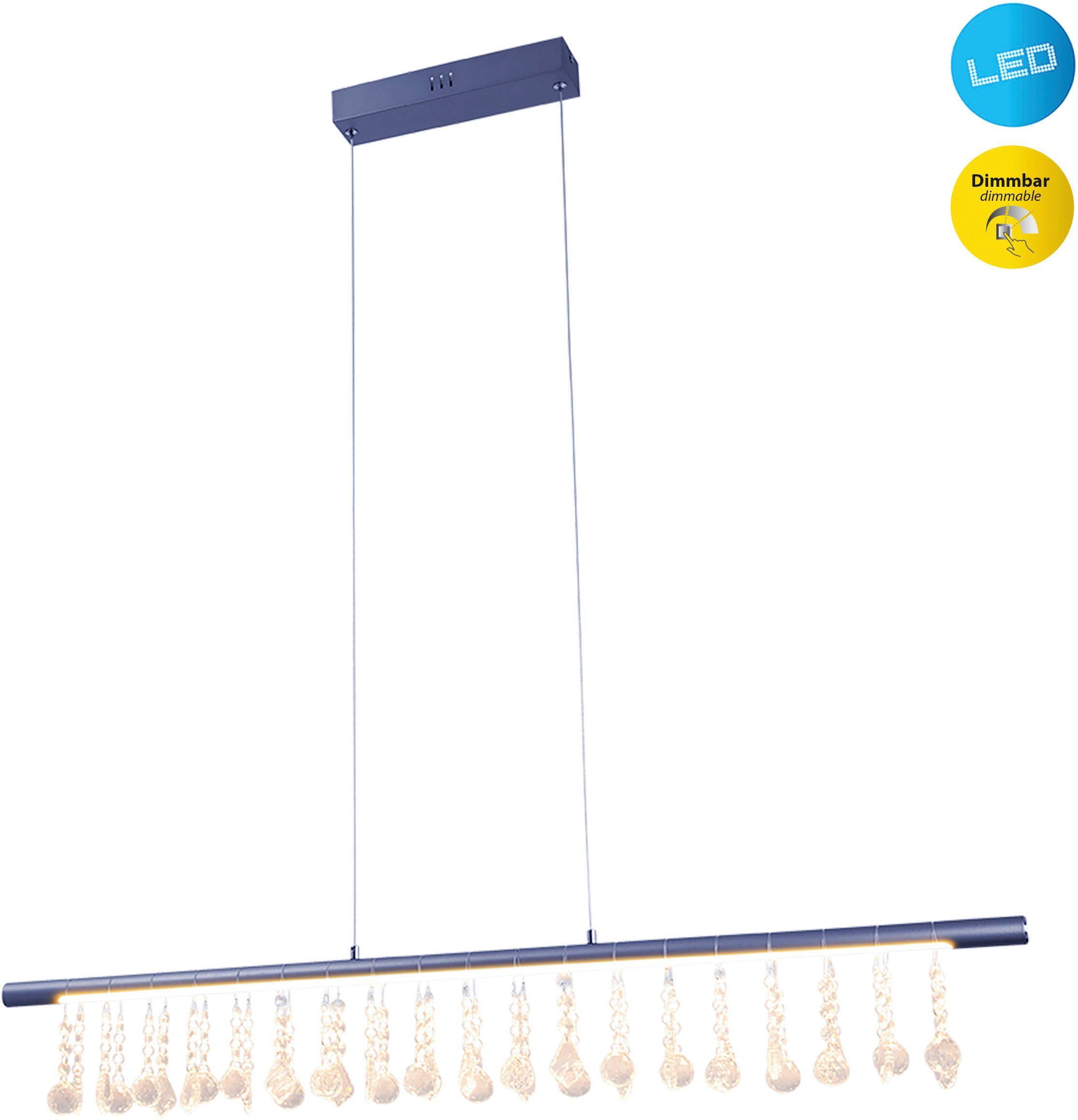 näve LED Pendelleuchte Nobilis, Dimmfunktion, LED fest integriert, Warmweiß, Hängeleuchte, dimmbar, warmweiß, L: 100cm, grau