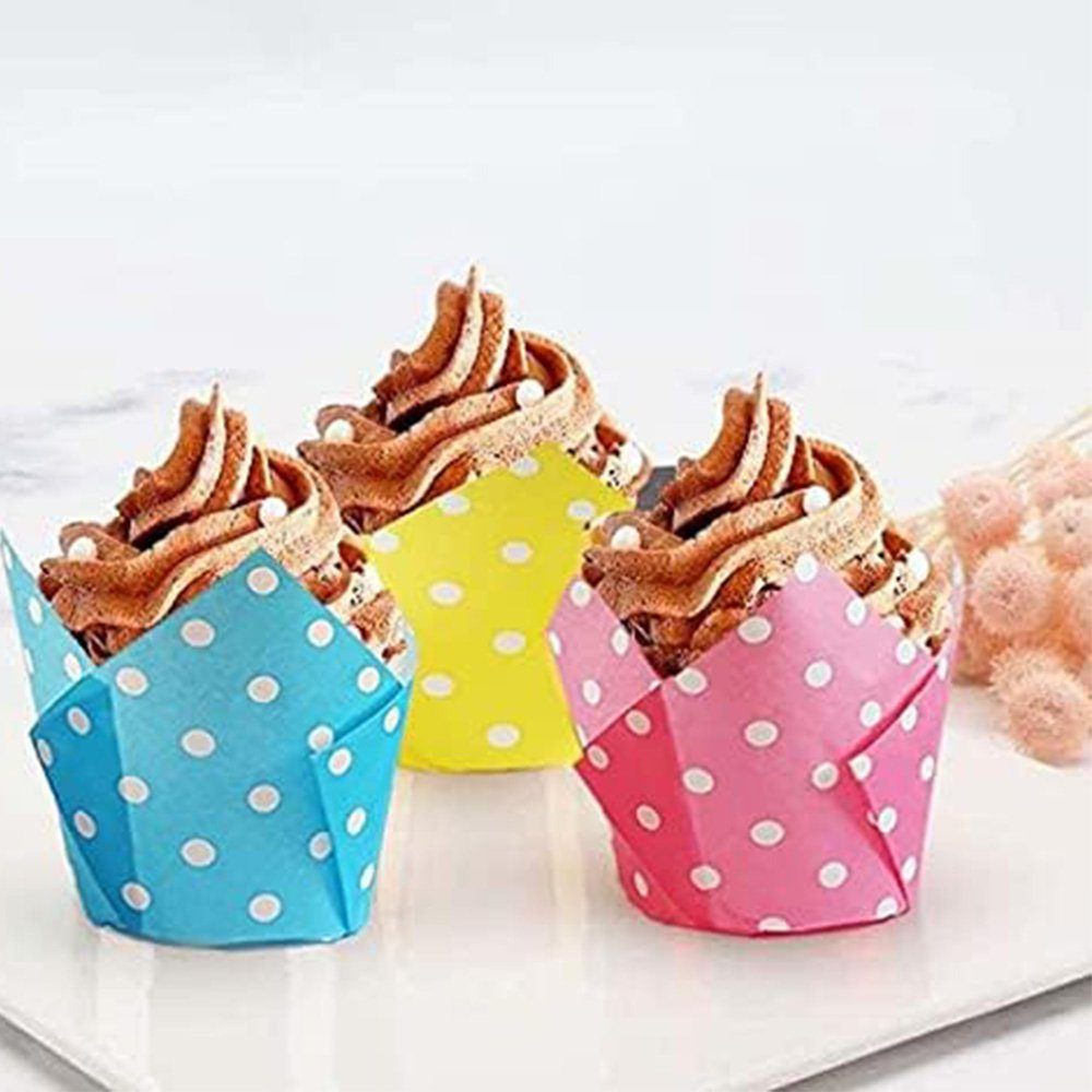 HIBNOPN (50-tlg) Muffinform Pappbecher 50St, Tulpen-Cupcake-Wrap Kuchen Cupcake-Backförmchen