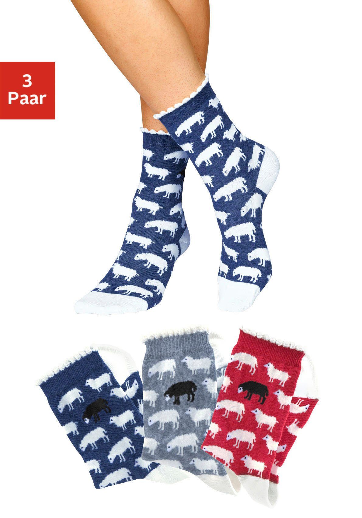 H.I.S Socken (3-Paar) mit feinem Muschelabschluss | Stoppersocken