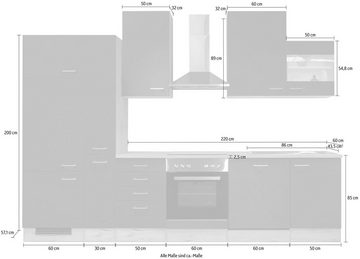 Flex-Well Küchenzeile Morena, mit E-Geräten, Gesamtbreite 310 cm