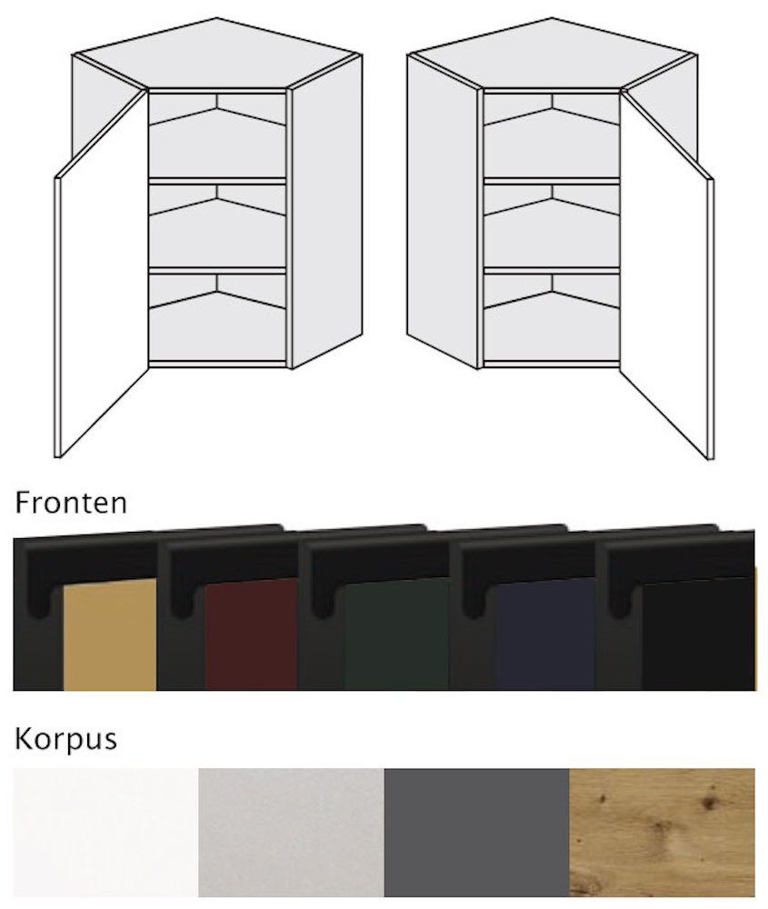 1-türig Feldmann-Wohnen Korpusfarbe grifflos 60cm Velden und schwarz matt Ausführung super Front-, Eckhängeschrank wählbar