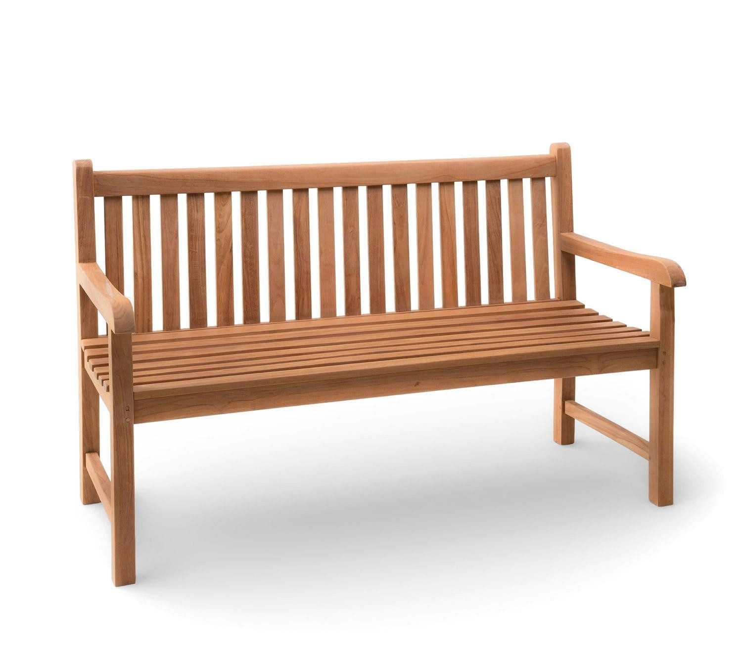 Outdoor Gartenbank KAMPEN, 2,5-Sitzer, Braun, Teakholz massiv, (1-St), B 150 x H 92 x T 55 cm