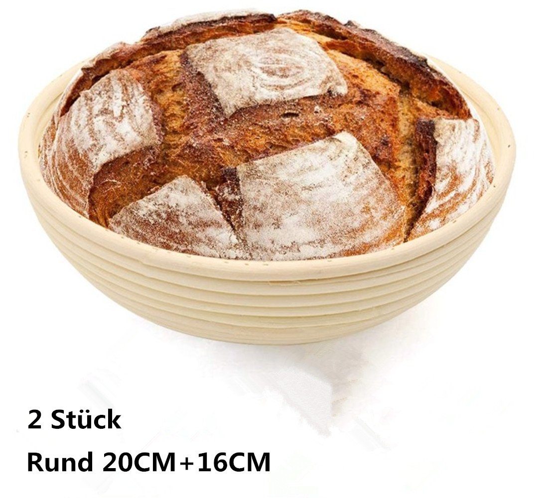 XDeer Gärkorb 2 Stück Profi Gärkorb zum Brotbacken oval/Rund Gärkörbchen, mit waschbarem Gärkorb