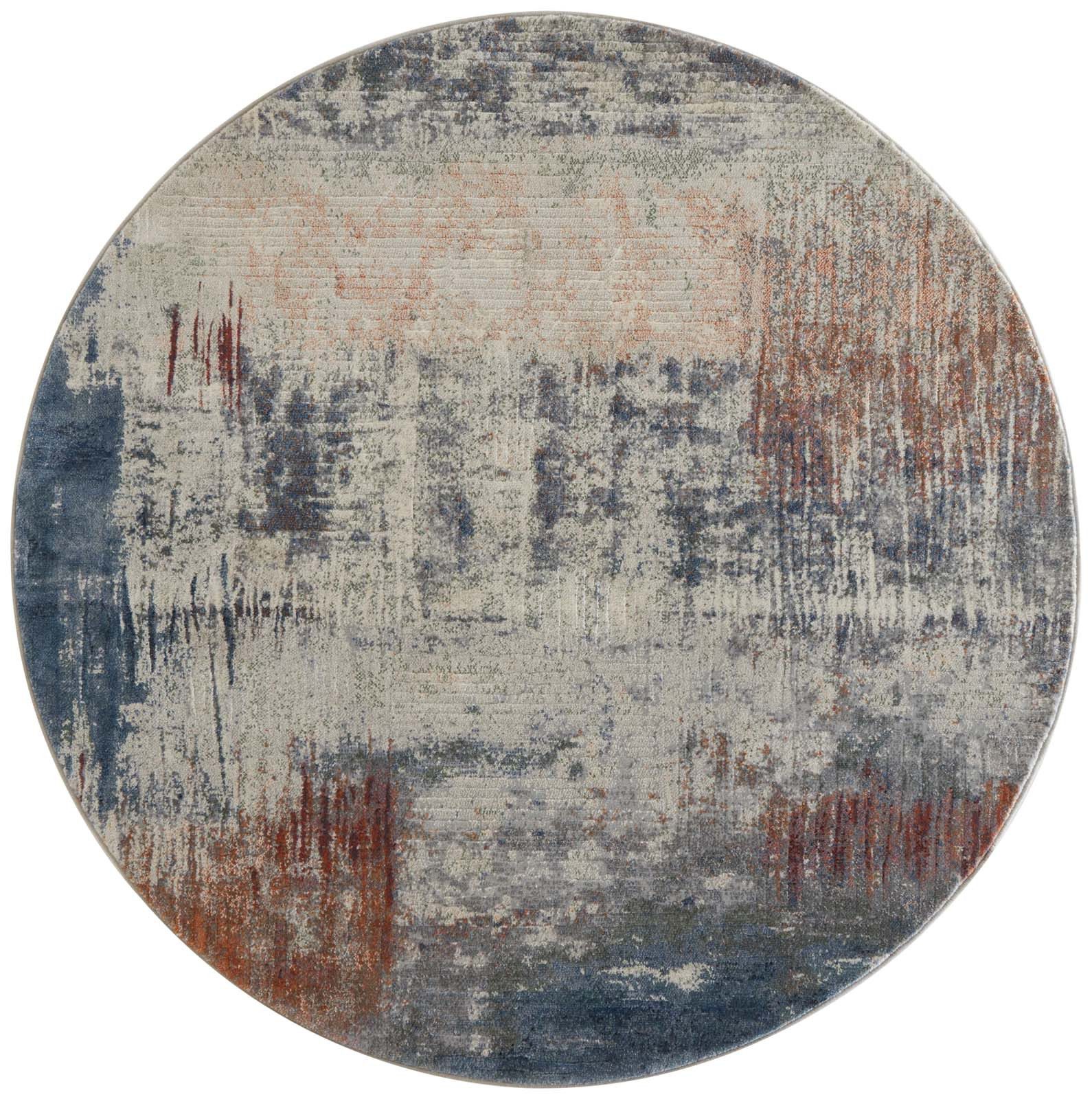 TaraCarpet Teppich Vintageteppich Argo 63393 Vintage, rund, Höhe: 14 mm, Vintage Design in blau und grau Töne schwere Qualität 120 rund