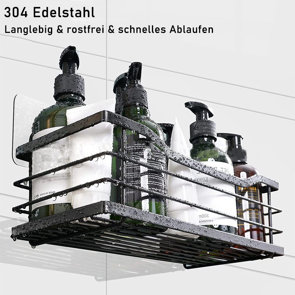 zggzerg Duschablage Duschablage ohne Duschablage, 4 3-tlg. Seifenschale, Haken, mit Bohren 2 1