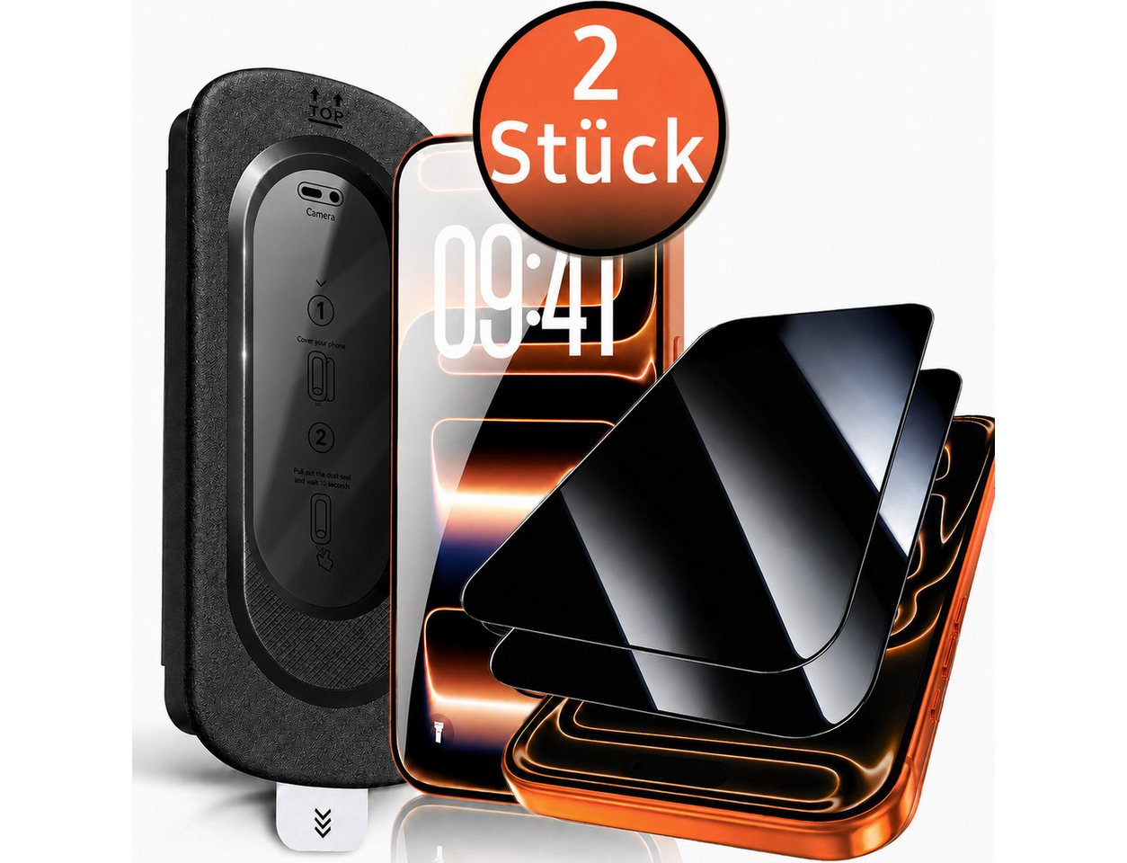 TK-Handel Displayschutzfolie panzerglas 9H Blickschutz Schutzglas Schutzfolie Glas Folie für iPhone 17 Air, Displayschutzfolie, Displayschutz, Hartglas, Displayfolie, screen Protector, display, Echt Glas, 9H gehärtet, Handyschutz, full cover, 2 Stück, han