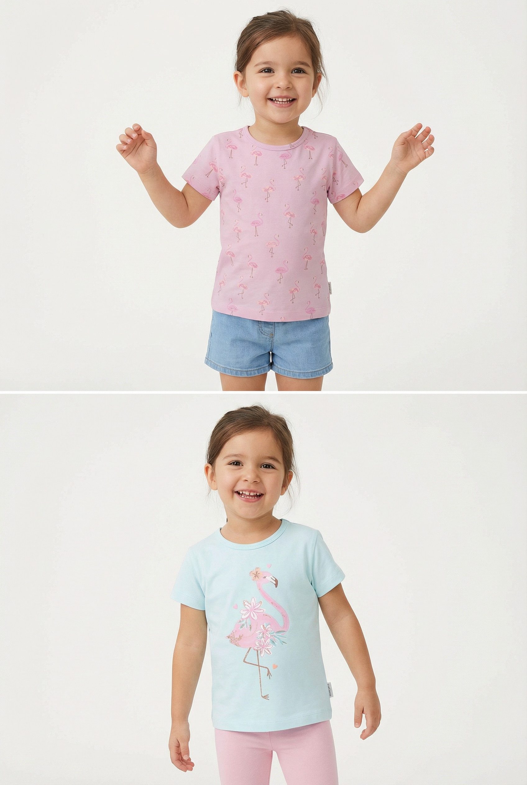 STACCATO T-Shirt (2-tlg) 2er Pack mit Flamingo-Motiven, Allover-Druck, für Girls – Bild 2 von 4