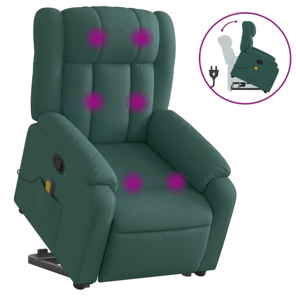 vidaXL Sessel Massagesessel mit Aufstehhilfe Dunkelgrün günstig online kaufen