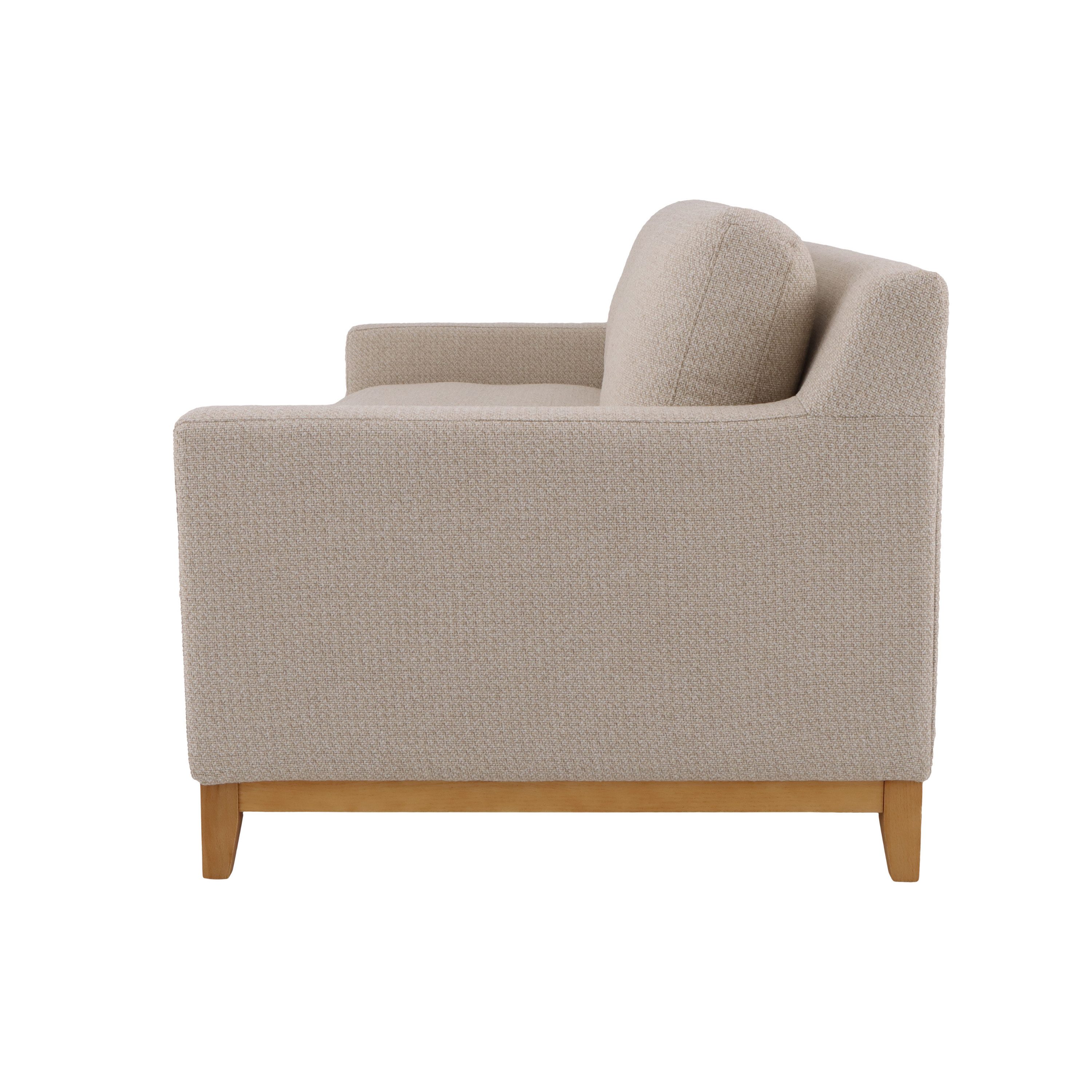 Woodek Design Schlafsofa Tommy mit Eichenfüßen, beiger Stoff, Sitzpolster aus HR-Schaum 1 Teile, Formstabile Polsterung für Alltagseinsatz