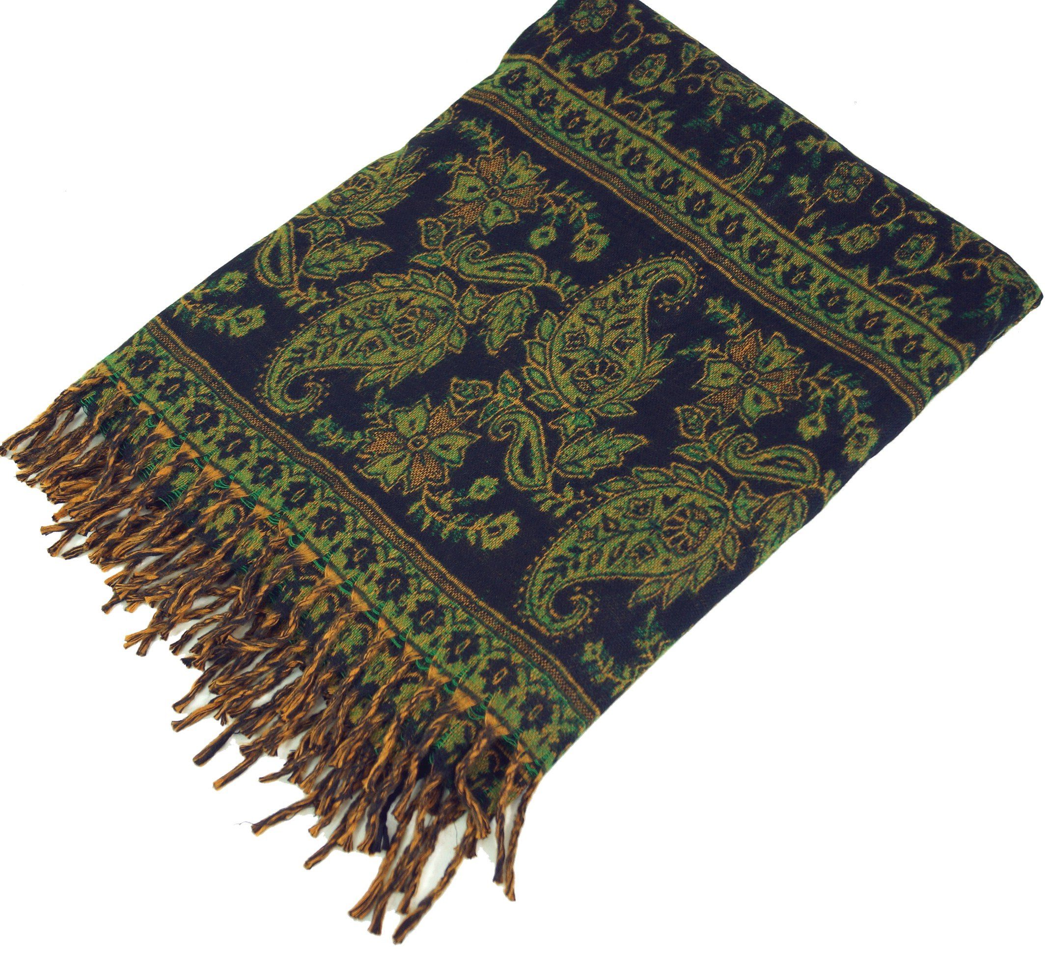Guru-Shop Halstuch Weicher Schal Stola mit Paisley Muster - grün – Bild 3 von 3
