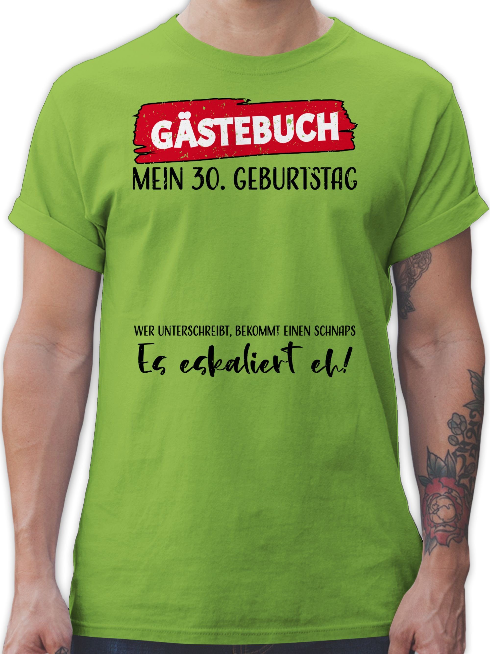 03 30. T-Shirt Geburtstag 30. Geburtstag Hellgrün Shirtracer Gästebuch