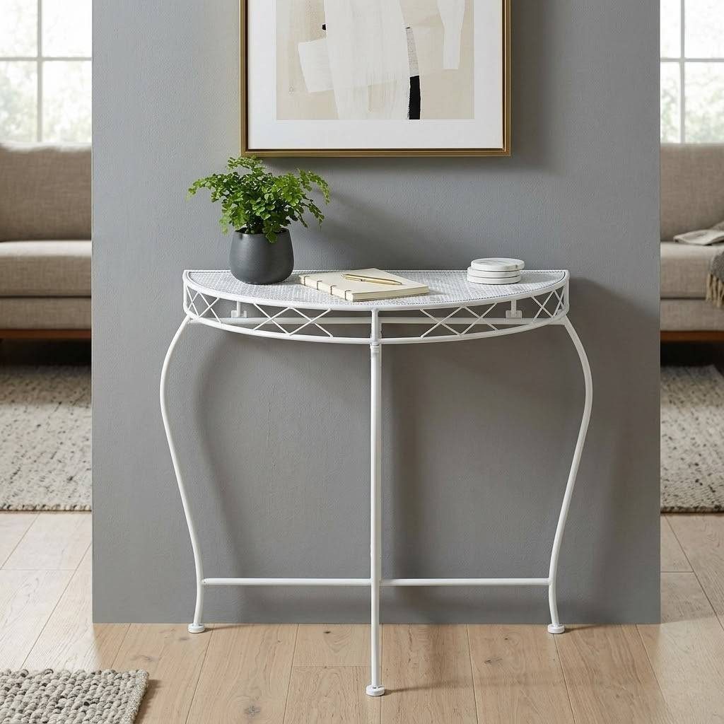 DanDiBo Konsolentisch Konsolentisch Wandtisch Weiss Beistelltisch Metall 75 cm Gartentisch