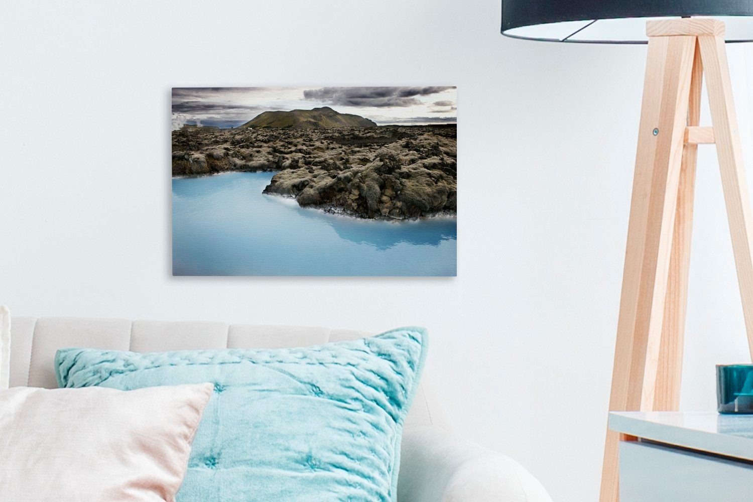 Island Lagune cm bei St), Sonnenaufgang, (1 Wandbild OneMillionCanvasses® Wanddeko, Aufhängefertig, Leinwandbild Leinwandbilder, 30x20 Blaue in