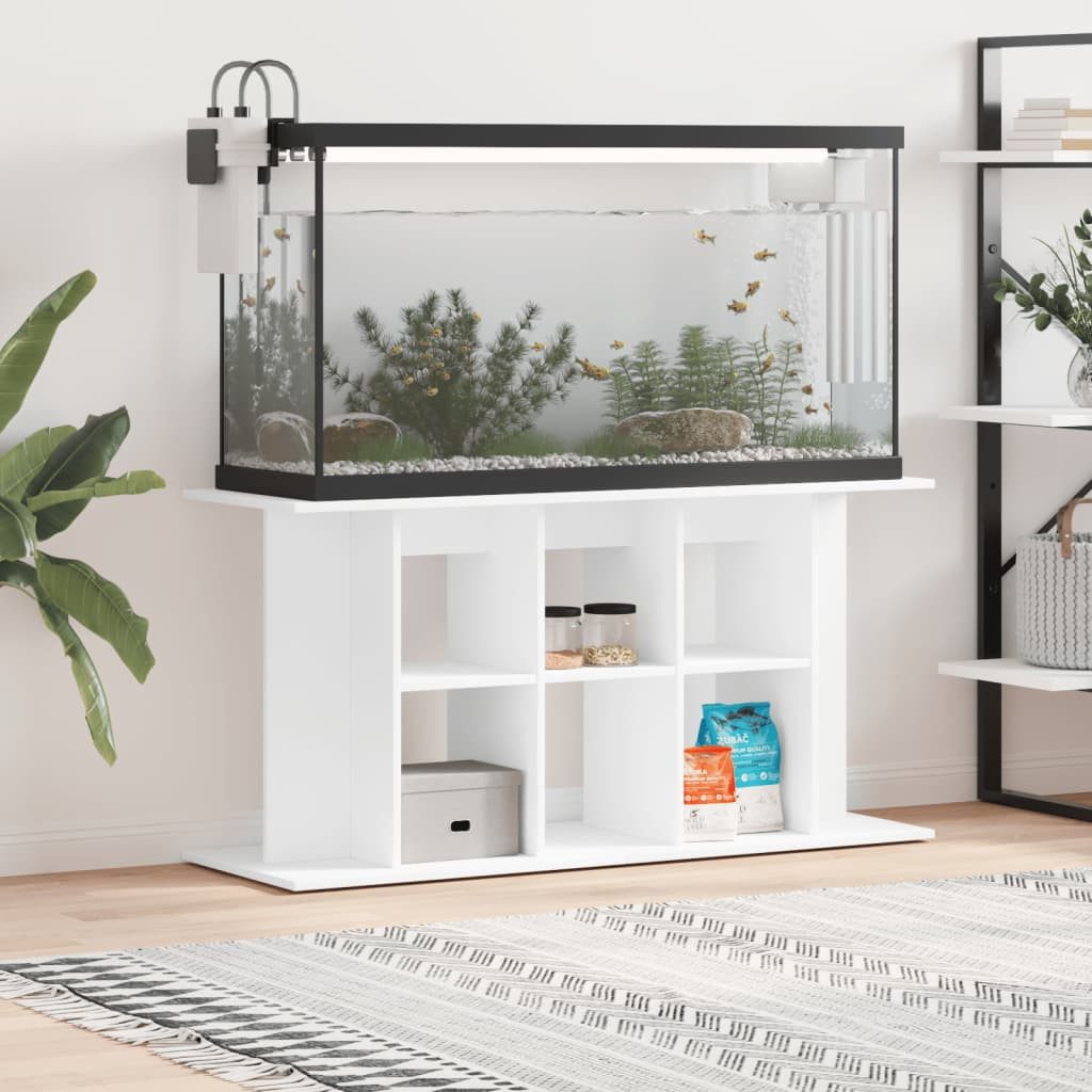furnicato Aquariumunterschrank Aquariumständer 120x40x60 cm Weiß Aquariumschrank mit Ablageflächen für Zubehör und Wandhalterung